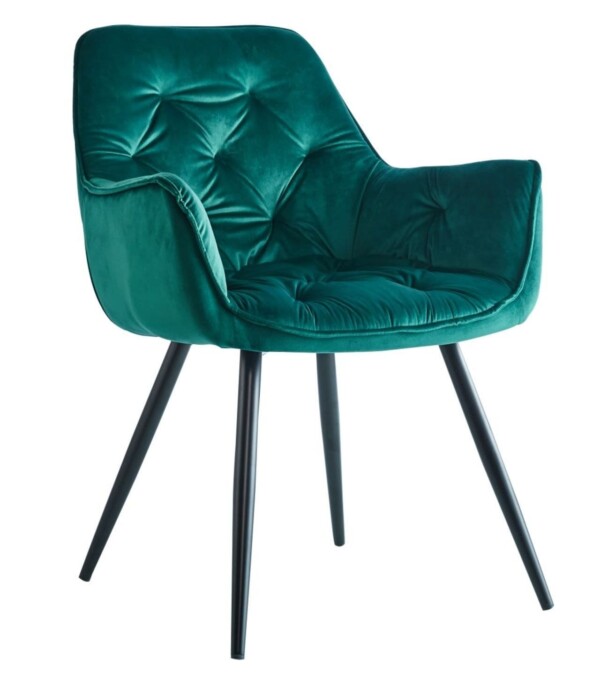 Krzesło do salonu jadalni nowoczesne zielone czarne nogi