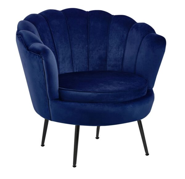 Fotel muszelka nowoczesny fotel do salonu niebieski