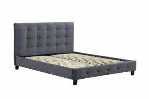 Łóżko tapicerowane velvet z wysokim wezgłowiem 90x200 / 160x200 – szare lub beżowe, stelaż w zestawie