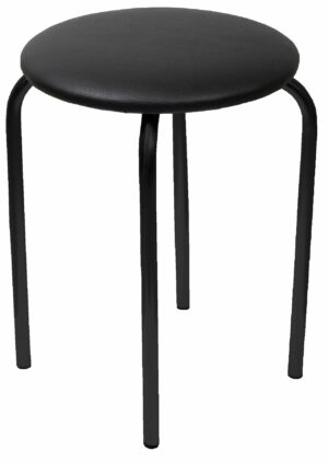 Taboret okrągły tapicerowany 35 cm – metalowy stelaż, ekoskóra, solidny taboret do kuchni, poczekalni i lokalu