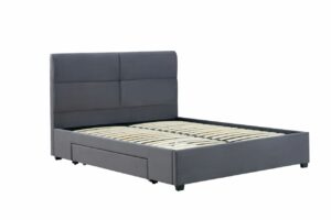 Łóżko tapicerowane velvet z wysokim wezgłowiem i stelażem – szare lub beżowe