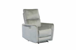 Elektryczny fotel relaksacyjny velvet szary – rozkładany fotel wypoczynkowy do salonu