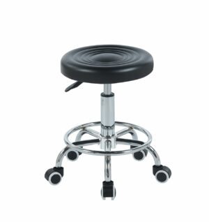 Taboret Obrotowy Regulowany – Ekoskóra, Chromowana Podstawa, Wysokość 44–56 cm