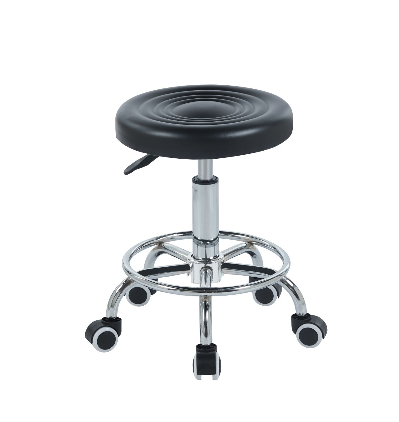 yq5qjlh4zkzoqcgnacgu Taboret Obrotowy Regulowany – Ekoskóra, Chromowana Podstawa, Wysokość 44–56 cm