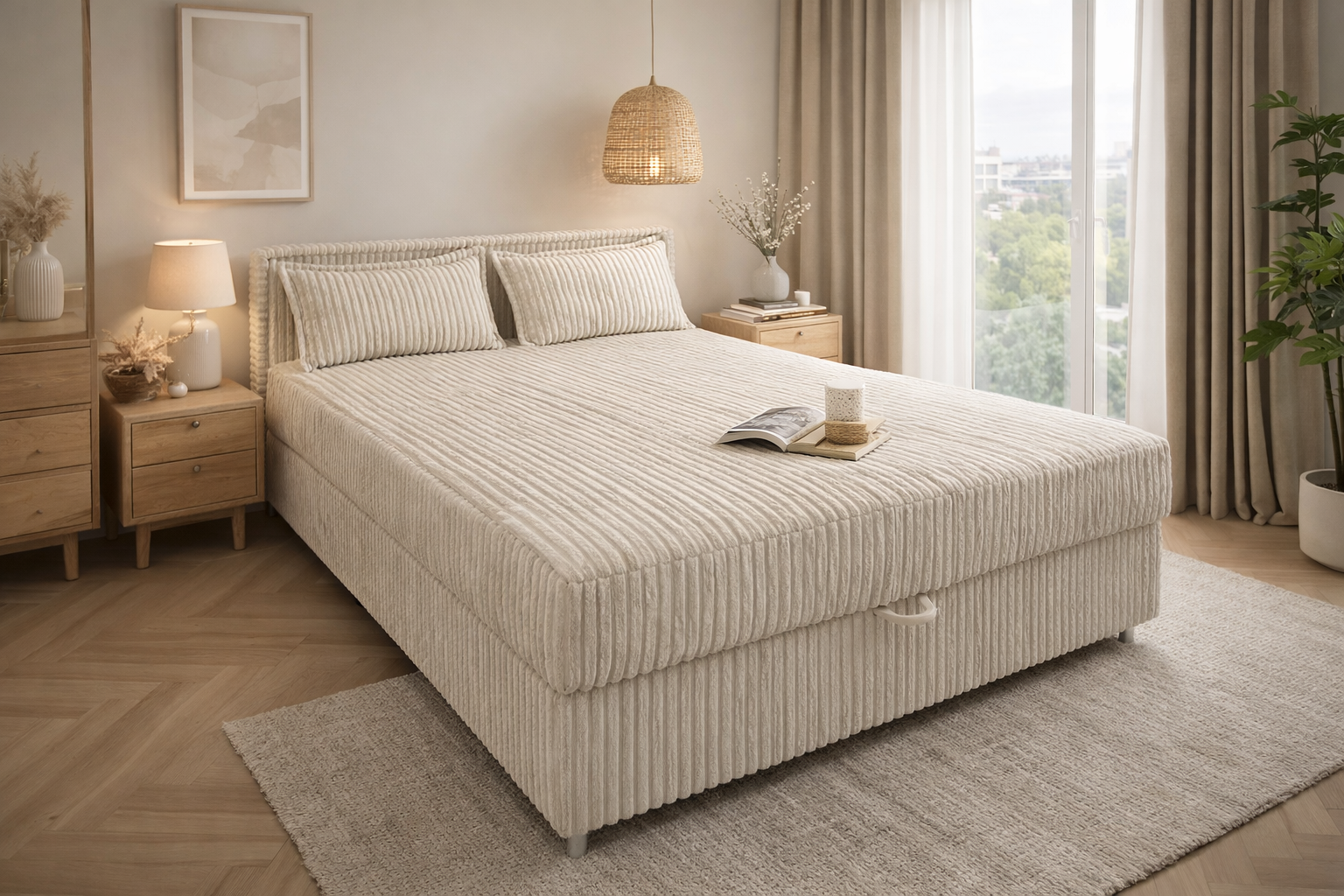 ChatGPT Image 3 mar 2026, 14_35_06 Łóżko tapicerowane z pojemnikiem 140 × 200cm – tkanina Tilia