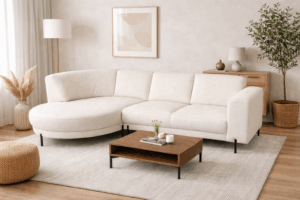 Narożnik do Salonu bez Funkcji Spania Beżowy Nowoczesny