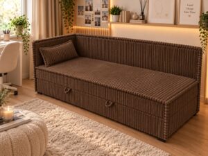 Tapczan 80x200 z pojemnikiem – TILIA Czekoladowa